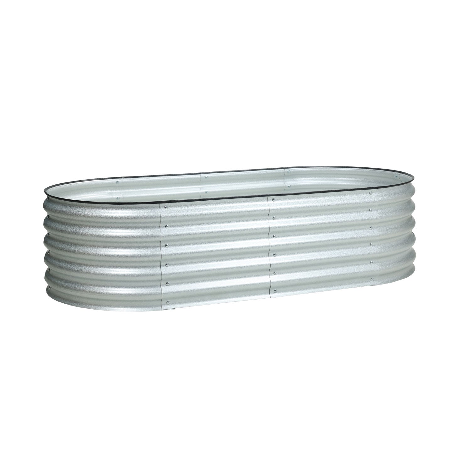 Oval Modular Aluzinc Raised Garden Bed- Silver - Aoodor LLC